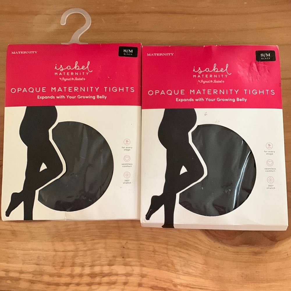 Two Pairs Opaque Maternity Tights S/M